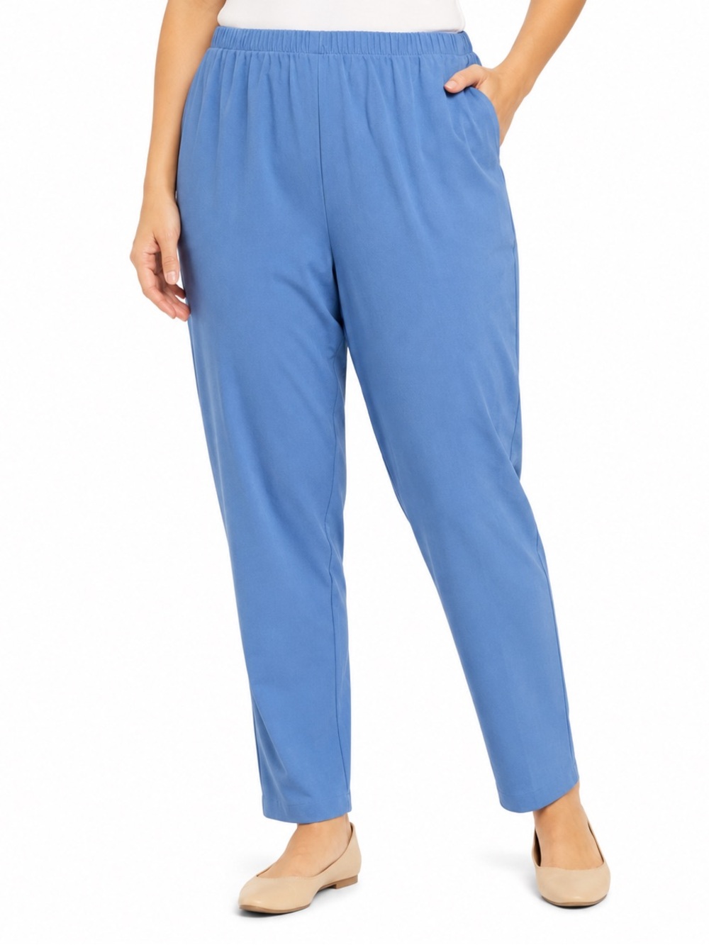 Susan Graver Style Women’s 3X Blue Pull On Stretch Pants Elastic Waist NWT